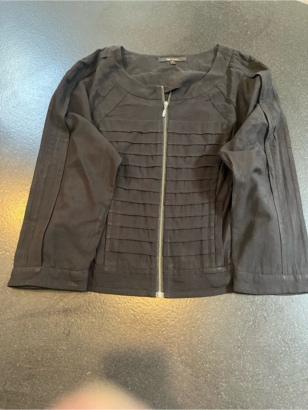 Cue Black Pleated Zip-Front Women's Jacket